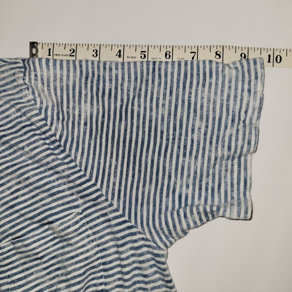 Faherty Men's Indigo Dyed Striped Boho Casual Short Sleeve Polo Shirt - Picture 6 of 10